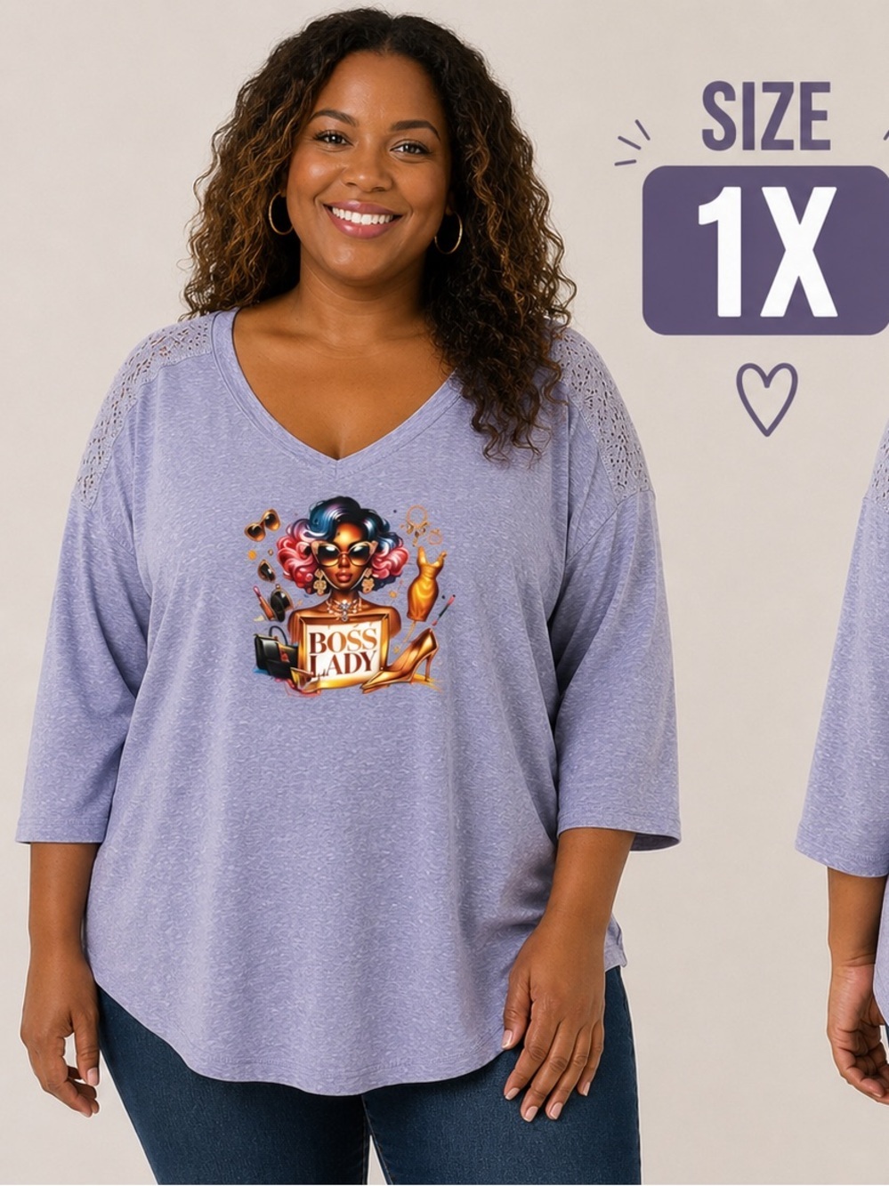 Hand crafted Boss Lady Graphic Women's Top 1X